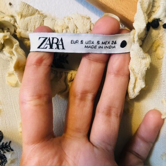 Zara High-Neck Blouse – Size S – Tan – Long Sleeve – Elegant & Versatile - Picture 6 of 7